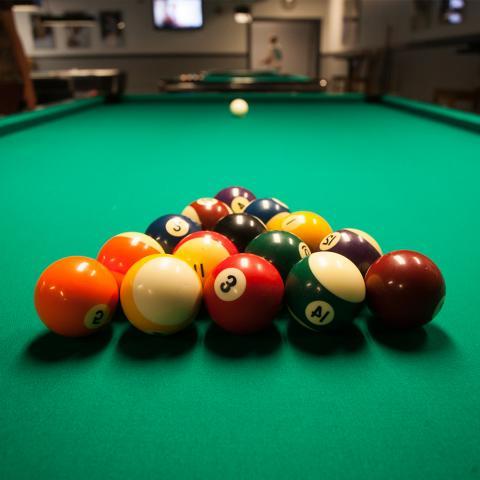 Billiard balls on table