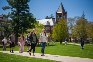 Students walking on campus